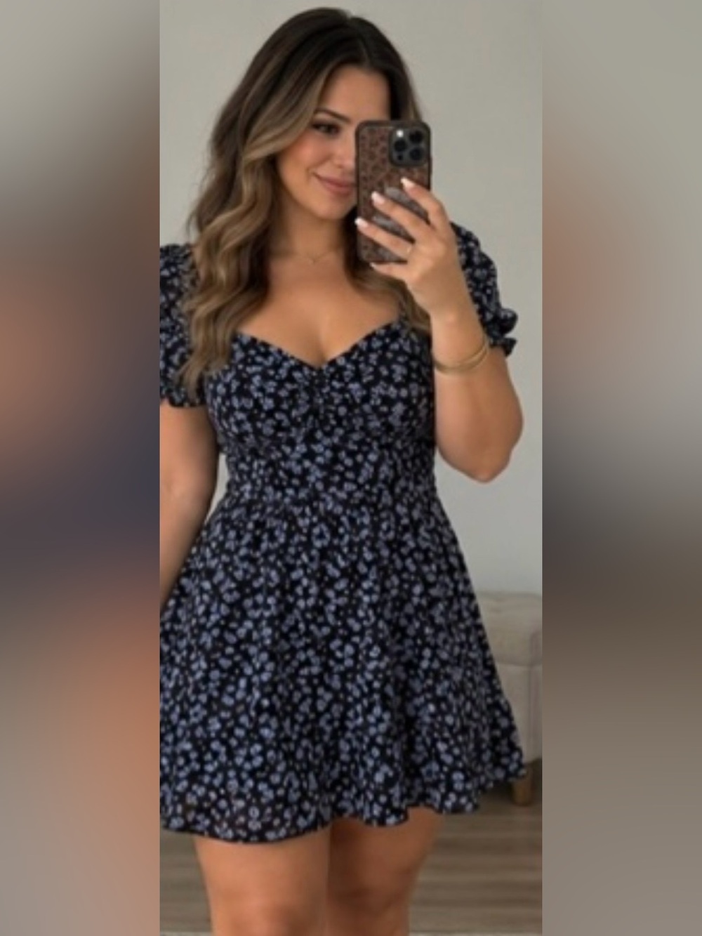 Sugarlips LARGE Purple / Navy /Light Blue Garden Floral Mini Dress